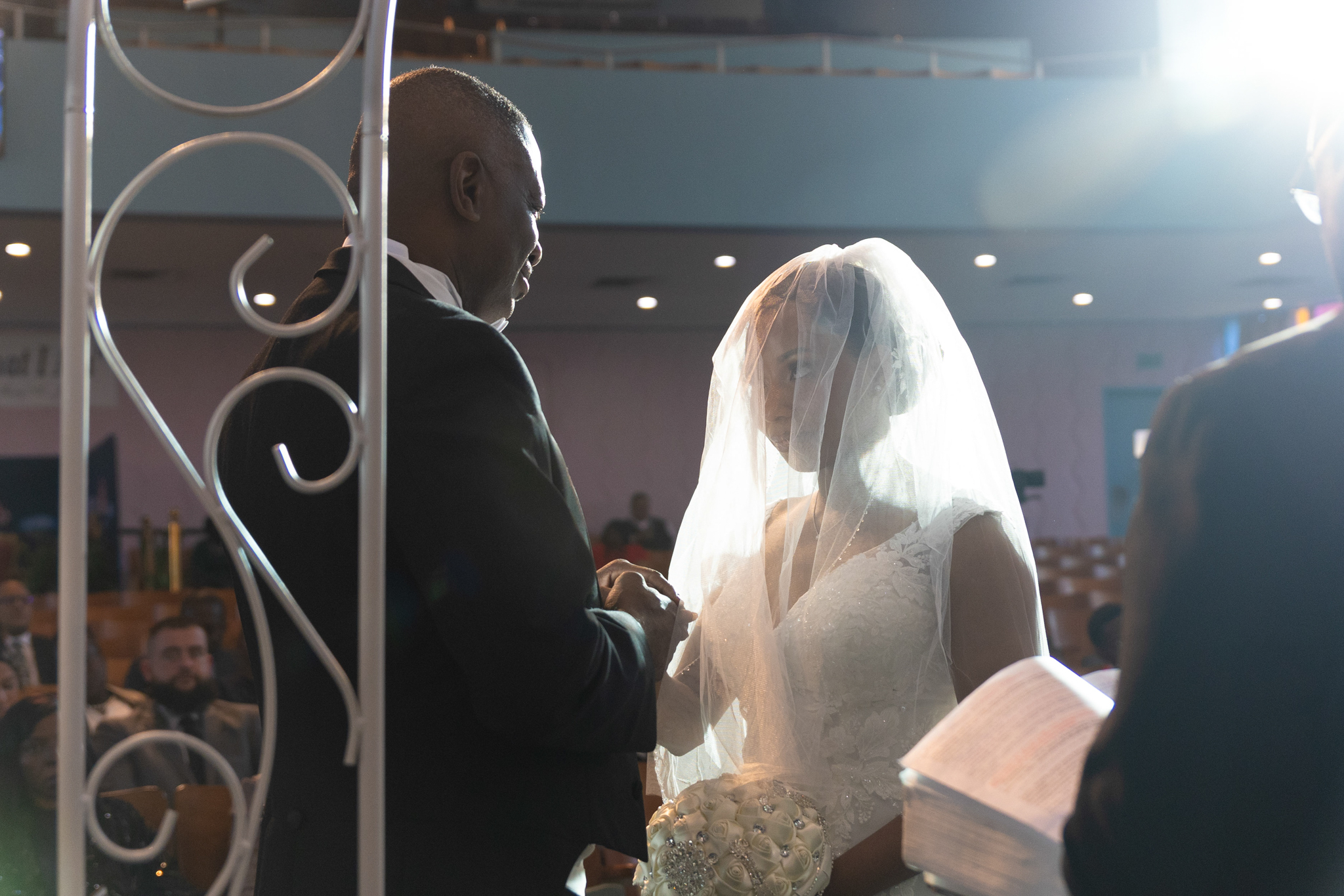 Bride and groom at We're Here for Jesus Church Jacksonville FL — wedding photographer Terrence Tyson